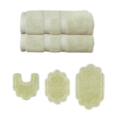 Talbert Collection 100% Soft Cotton 2 PC Bath Towel Set & Bath Rug Set
