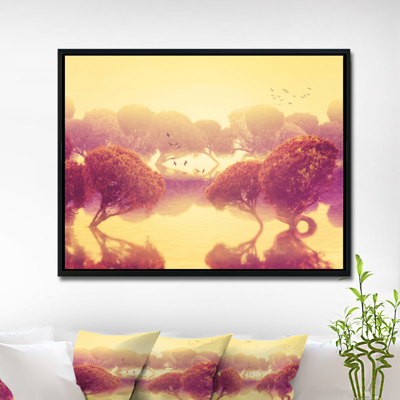 «Peaceful Japanese Gardens», art graphique, H 12 po x l 20 po x P 1 po, Toile avec cadre flottant