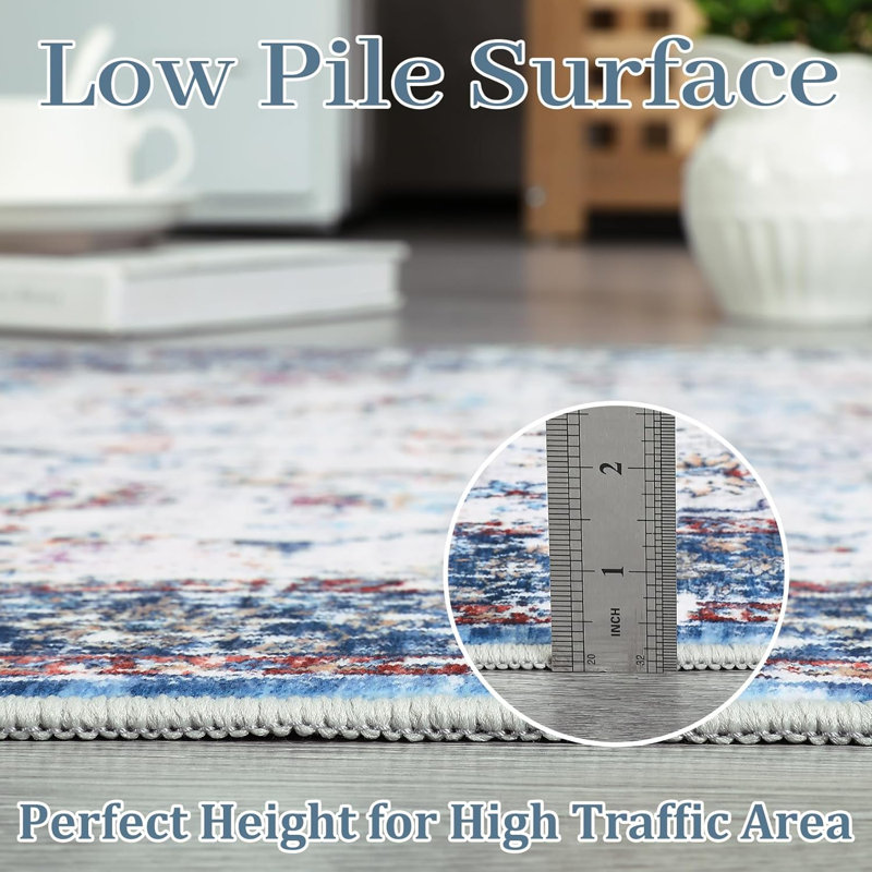 Tapis de couloir lavable 2 x 6, antidérapant, tapis rétro, velours perlé délavé, pliable, doux, salle de bain, buanderie, entrée, gris.