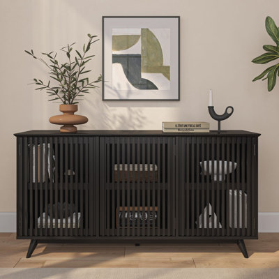 Mid-Century Modern Sideboard with Slat Doors