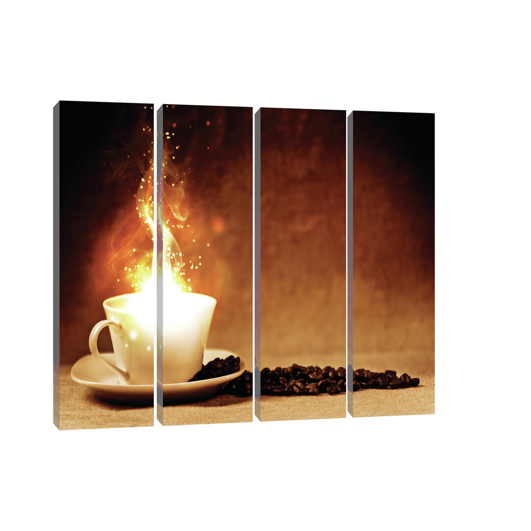 4-tlg. Leinwandbilder-Set Kaffee Mit Feuer