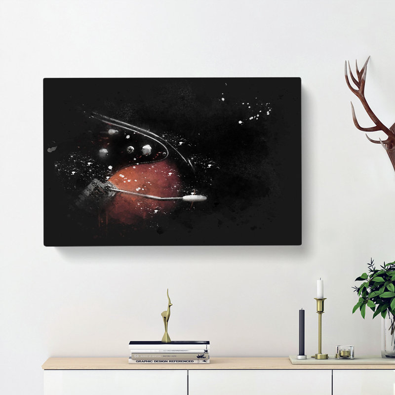 Electric Guitar In The Shadows - Wrapped Canvas Painting, 40cm H x 60cm W x 4cm D