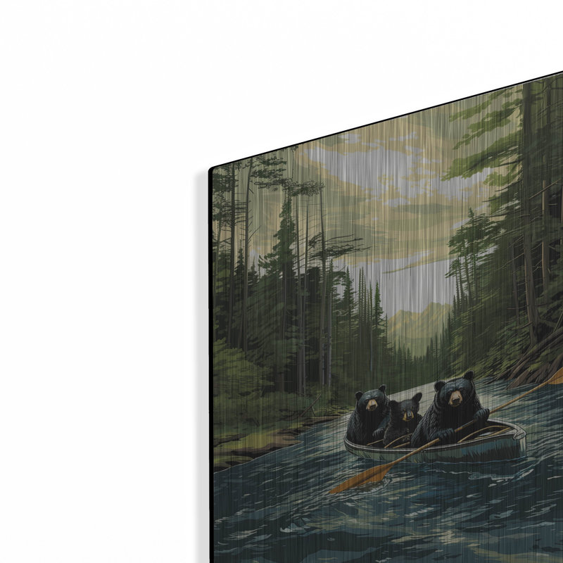  «Black Bear Canoe» par Jim Baldwin, art mural en métal, 12 po x 16 po, H 16 po x l 12 po
