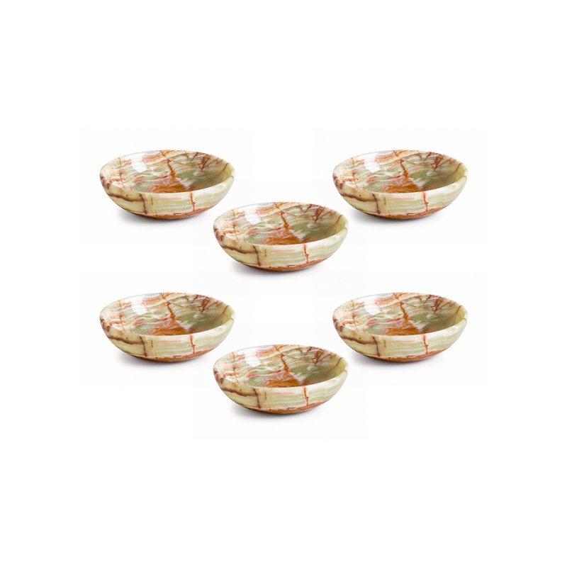 Bol décoratif en onyx naturel, récipient en pierre multicolore fabriqué à la main, objet décoratif pour table basse, entrée, étagère et décoration intérieure, 15 cm de diamètre et 5 cm de hauteur