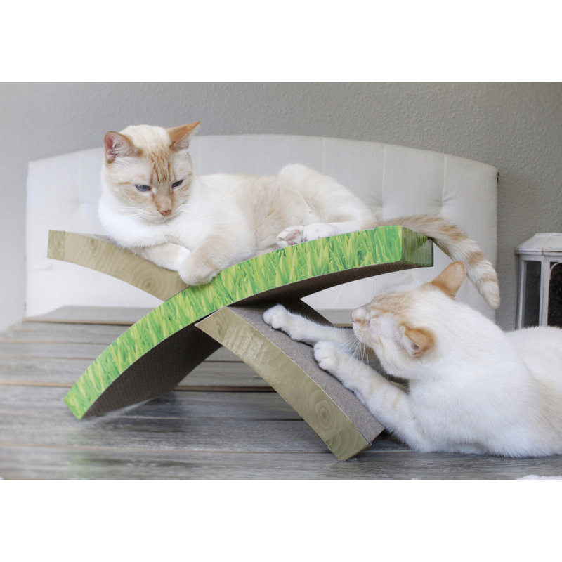 Green Corrugated Cardboard Cat Scratcher Hammock with Catnip