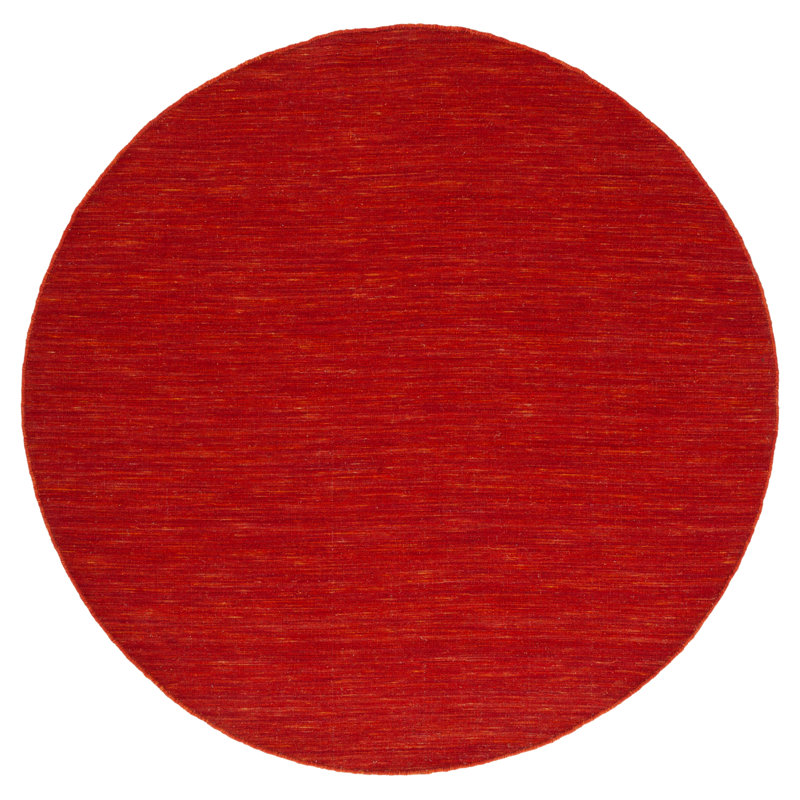 Kilim Hand Loomed Wool/Cotton Rug in Red/Rust, Round 6'
