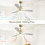 52 Inch Ceiling Fan With Dimmable Led Light 3 Solid Wood Blades Remote Control Reversible Dc Motor For Living Room