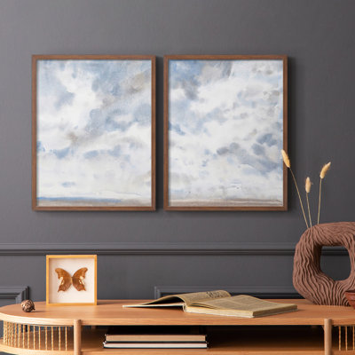 Bleu ciel III - reproduction encadrée de qualité supérieure - prête à être accrochée - aucun clou requis - aucun clou requis