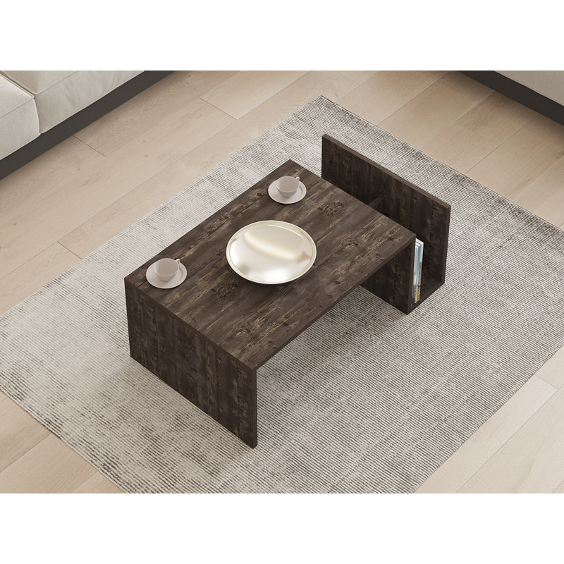 Modern Coffee Table with Lower Shelf, Anthracite, 34.2 x 12.8 x 19.7 inches | 100% Melamine Coated Particle Board, Thickness: 0.7 inches | Wall-Mountable, Industrial Design for Contemporary Living Spaces