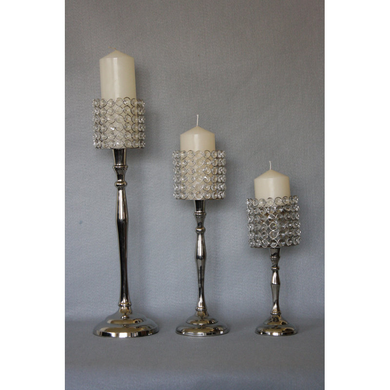 3 Piece Metal Tabletop Candlestick Set