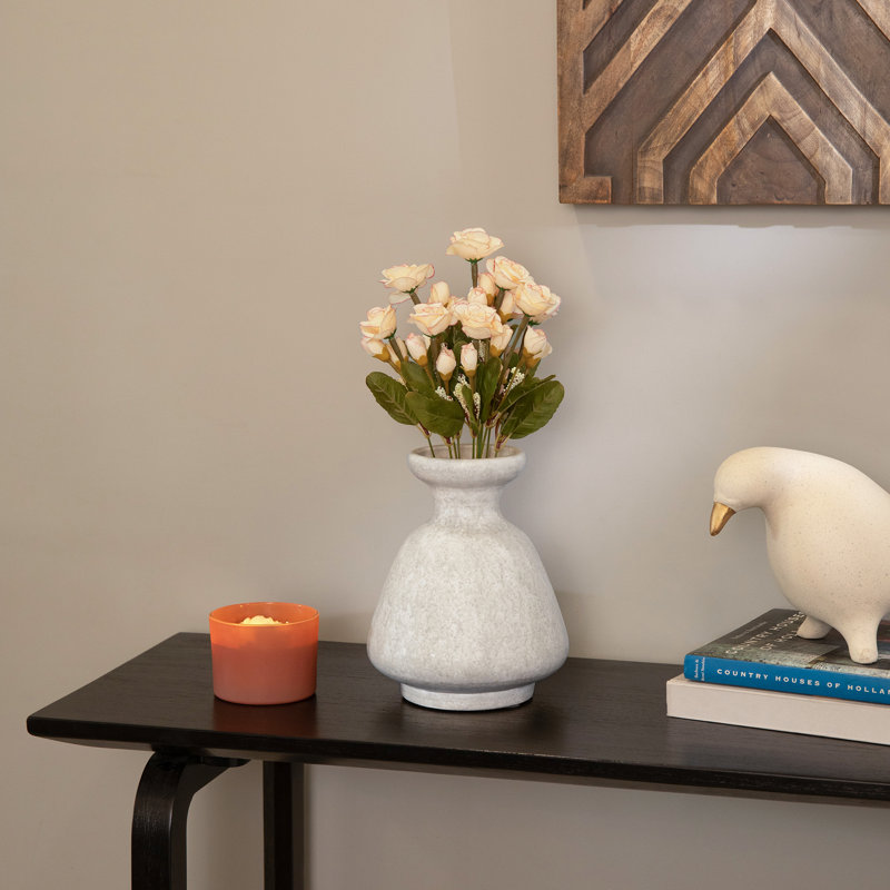 Solace Terracotta Decorative Vase – Matte White Modern Vase for Living Room, Console Table & Shelf Décor