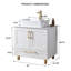 Ensemble de meuble-lavabo simple autoportant blanc moderne 30 po avec plateau carré en céramique Nikkolas