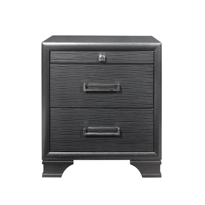 Bedroom Nightstand In Gray With Spacious Drawer Capacity And Design Acrylic Handles, Grey, Solid Wood + , Drawers
