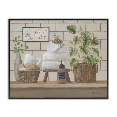 «Comforting Bathroom Spa Still Life», estampe numérique encadrée par Pam Britton