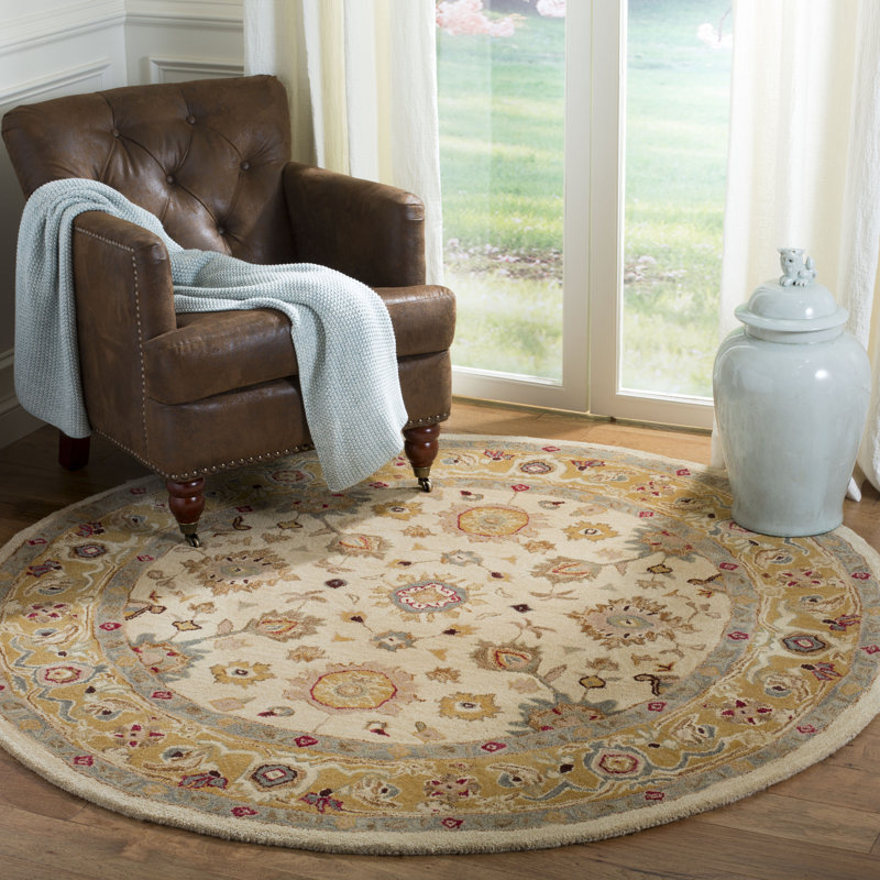 Hand Tufted Wool Pile Oriental Rug, Round 6'