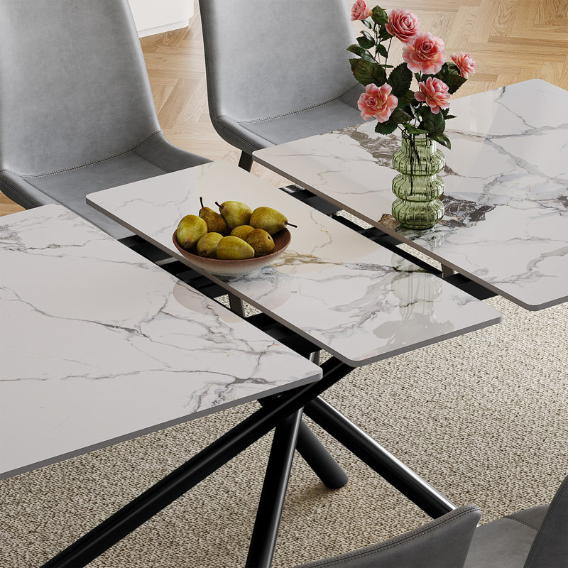 Ensemble de table de salle à manger, table de salle à manger extensible rectangulaire avec rallonge rétractable pour petits appartements, cuisine