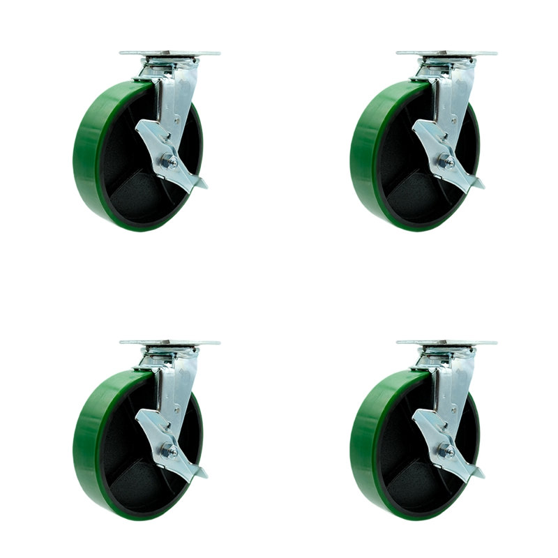 4 Piece Polyurethane on Steel Caster Set