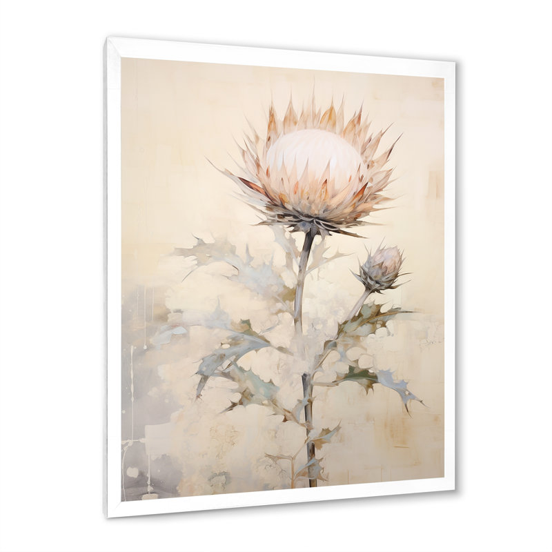 Impressions d'art murales sur chardon beige, H 40 po x l 30 po, Cadre simple blanc