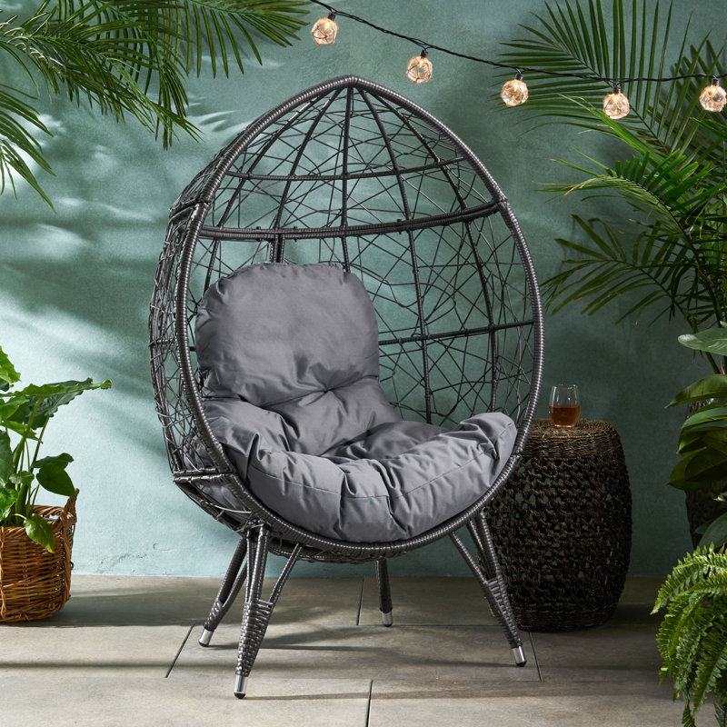 Dakota Fields Wednesbury Egg Chair (Dark Gray Frame/Gray Cushion)