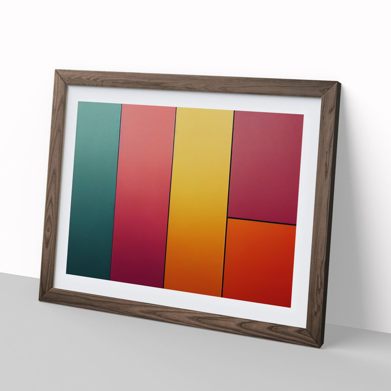 Abstract Block Colour Vol.6 - Framed Print, 34cm H x 46cm W x 2cm D, Walnut
