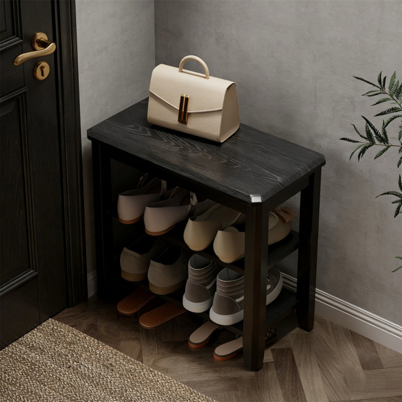 Range-chaussures en bois de qualité supérieure pour la maison, 11.8" H x 23.6" W x 20.4" D