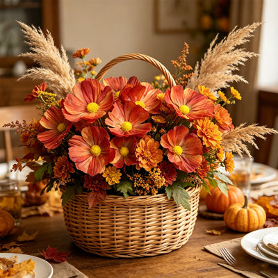 4 pièces fleurs de galsang en soie artificielle, longues fleurs artificielles réalistes pour jardin Symbole de la posivité et des nouveaux commencements, orange * 4