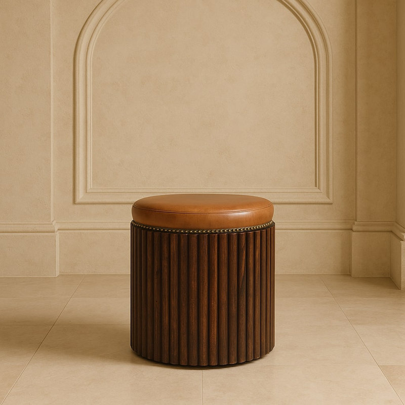 Tabouret d'appoint en cuir côtelé