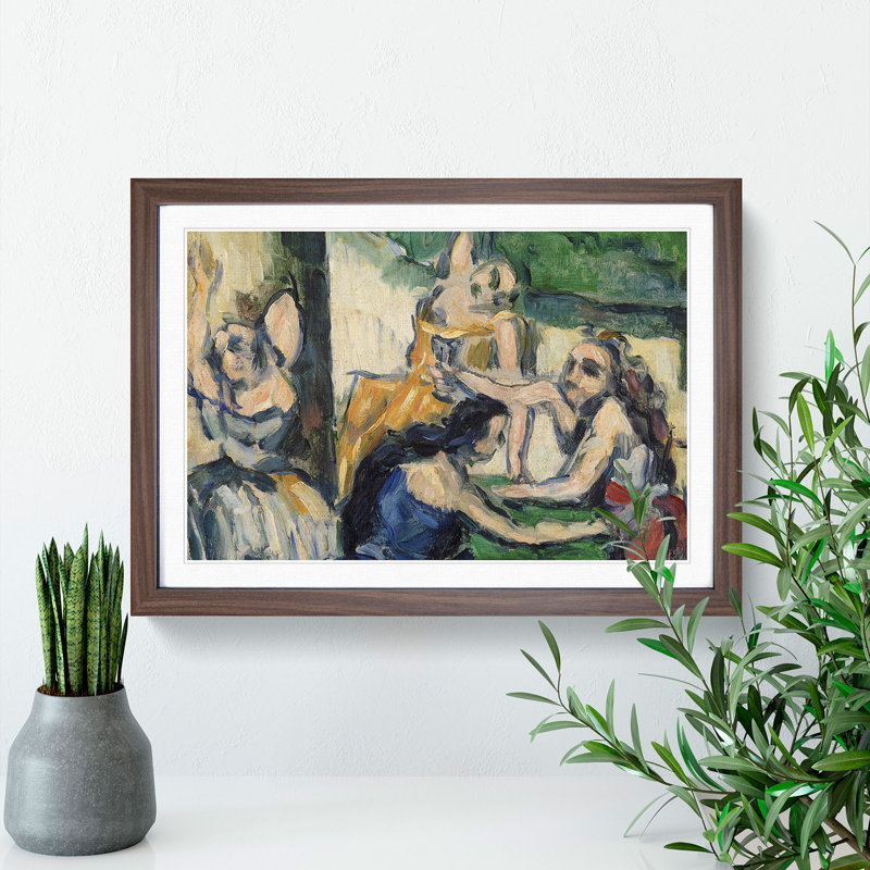 The Courtesans by Paul Cezanne - Picture Frame Painting, Walnut Framed, 48cm H x 65cm W x 2cm D