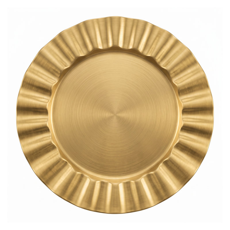 Assiette de présentation à bord volanté en mélamine, 33 cm, ensemble de 4, Doré