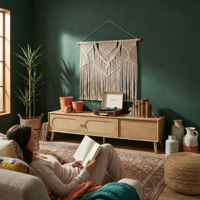 Meuble télé 70,8 po - Boho Modern Farmhouse - Naturel