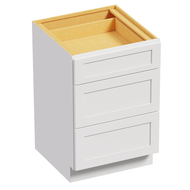 Armoire à 3 tiroirs à base de contreplaqué H 34,5 po Modern Shaker prête à assembler, 30", Blanc