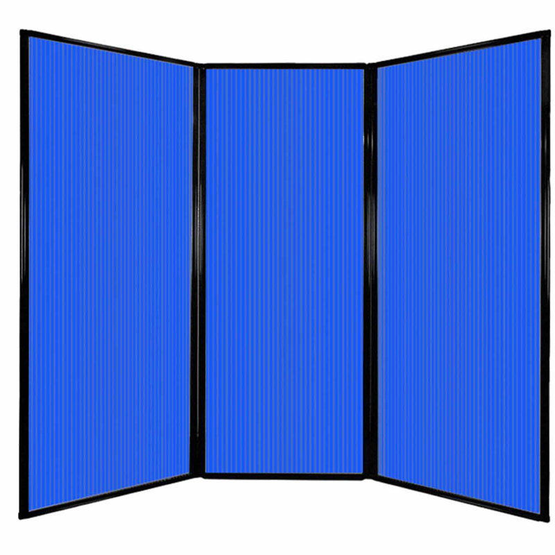Séparateur de pièce 3 panneaux, Bleu polycarbonate, H 80 po x l 90 po
