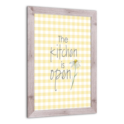 «Kitchen Is Open», reproduction encadrée