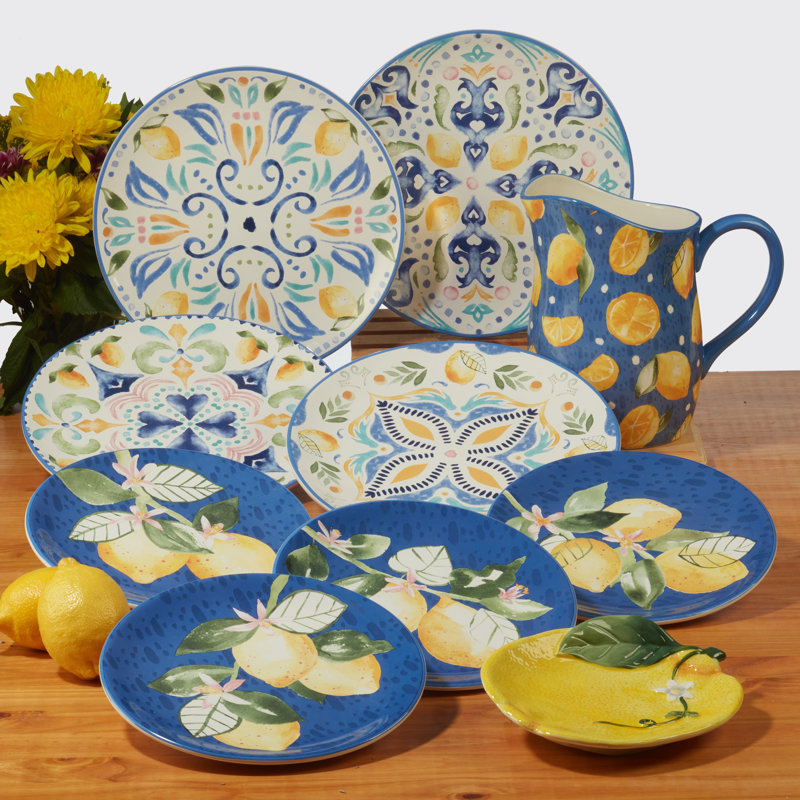 Lemonade Set Of 4 Canape Plates, 6" Asst.