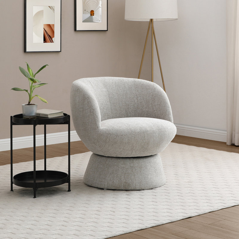 Danvers Chenille Swivel Chair, Cream