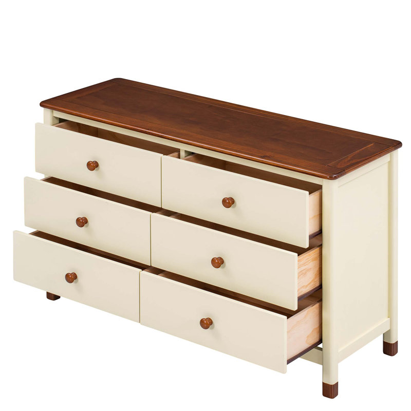 Commode de rangement en bois avec 6 tiroirs, armoire de rangement pour chambre d'enfant, Crème