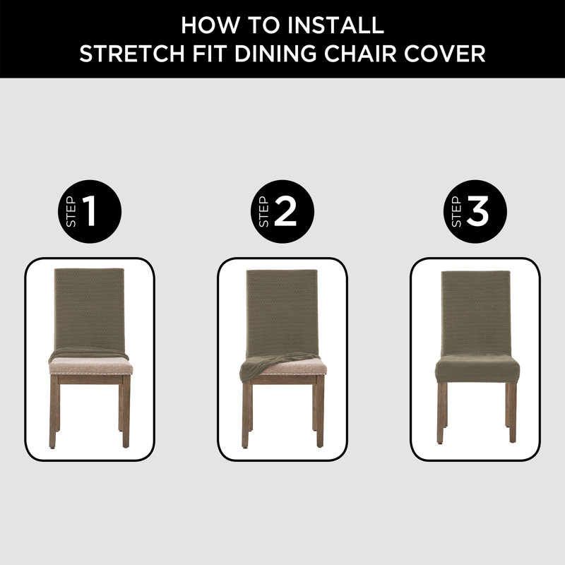Gray Stretch Dining Chair Slipcover with Elastic Hem