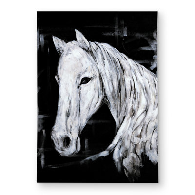 Abstract Horse Profile View - Contemporary White Outdoor Rug