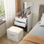 Meuble-lavabo 3 en 1 avec miroir rabattable, petit ensemble de meuble-lavabo avec bureau en verre visible, coiffeuse compacte avec 3 tiroirs, coiffeuse-593644798