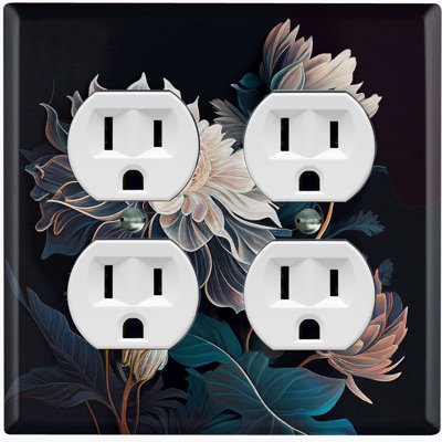 Copper Rust Patina Teal Print 2 - Gang Duplex Outlet Standard Wall Plate