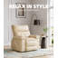 Fauteuil inclinable manuel de 26,8 po de large avec accoudoirs rembourrés et poche latérale, beige-129619174