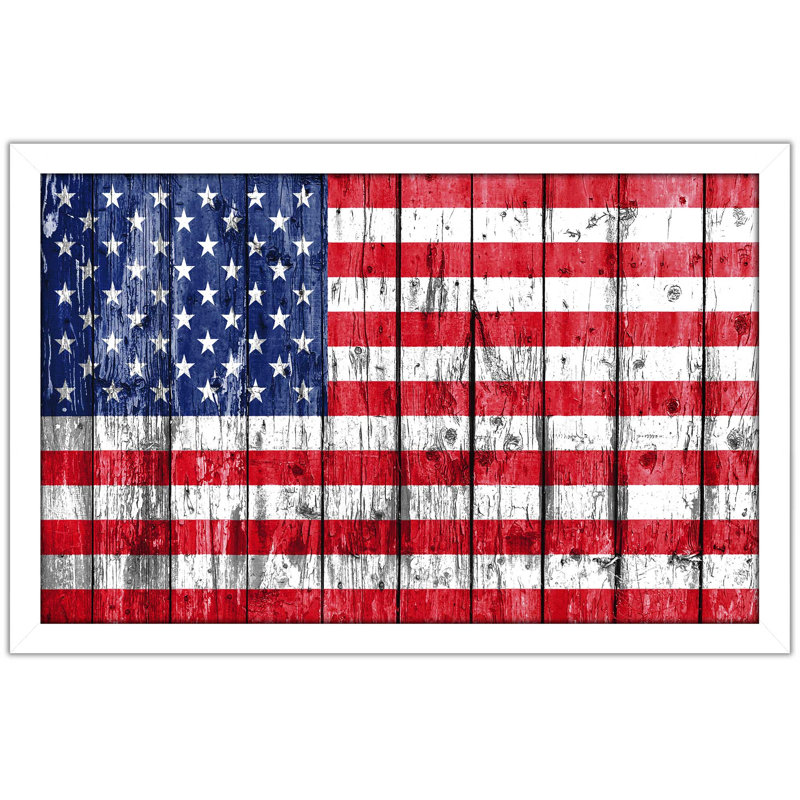 «Pledge Allegiance USA», reproduction d'impression encadrée, H 21,5 po x l 27,5 po x P 0,75 po, Cadre blanc