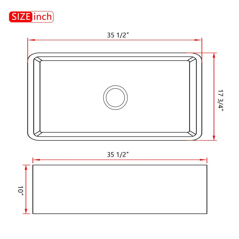 Évier de cuisine DEJIN l 18 po, Blanc, H 10 po x l 18 po x P 36 po