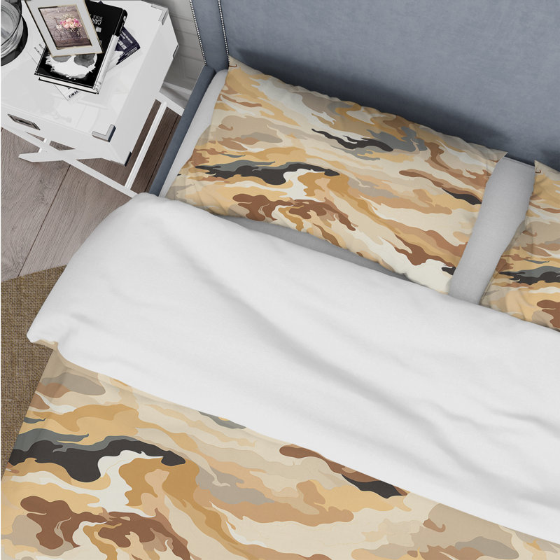 Ensemble de housse de couette Desert Sand Dune Camouflage, Housse de couette pour très grand lit et 2 très