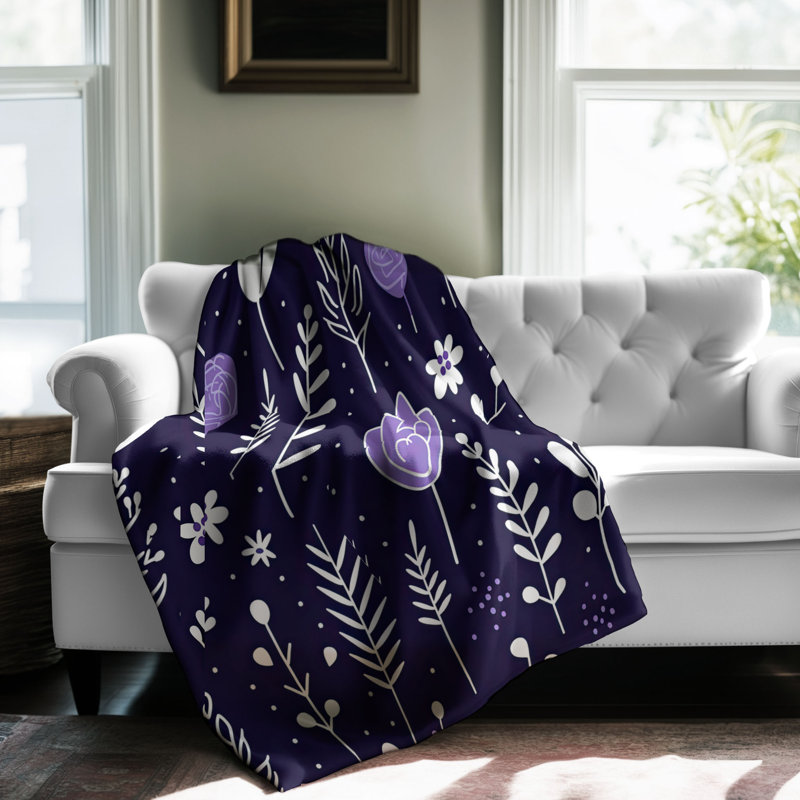 Jeté Améthyste Blooms - 1 pièce Sherpa Premium, L 60 po x L 80 po