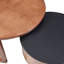 Table basse ronde emboîtable avec tiroir cannelé rétro, noir et noyer bicolore, et empilable élégante pour les espaces compacts