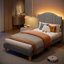 Structure de lit simple tapissier en mélange de lin gris avec lumière DEL et tête de lit réglable en hauteur, sans sommier tapissier-1220794979-1220794978