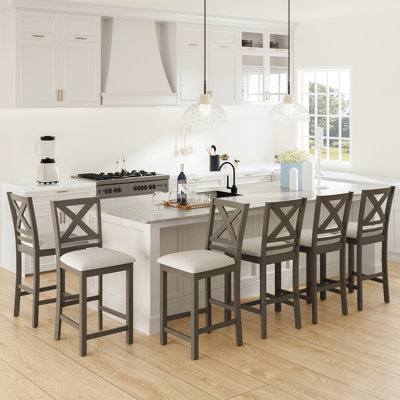 Upholstered 26" Counter  Bar Stool Solid Wood Counter Stool