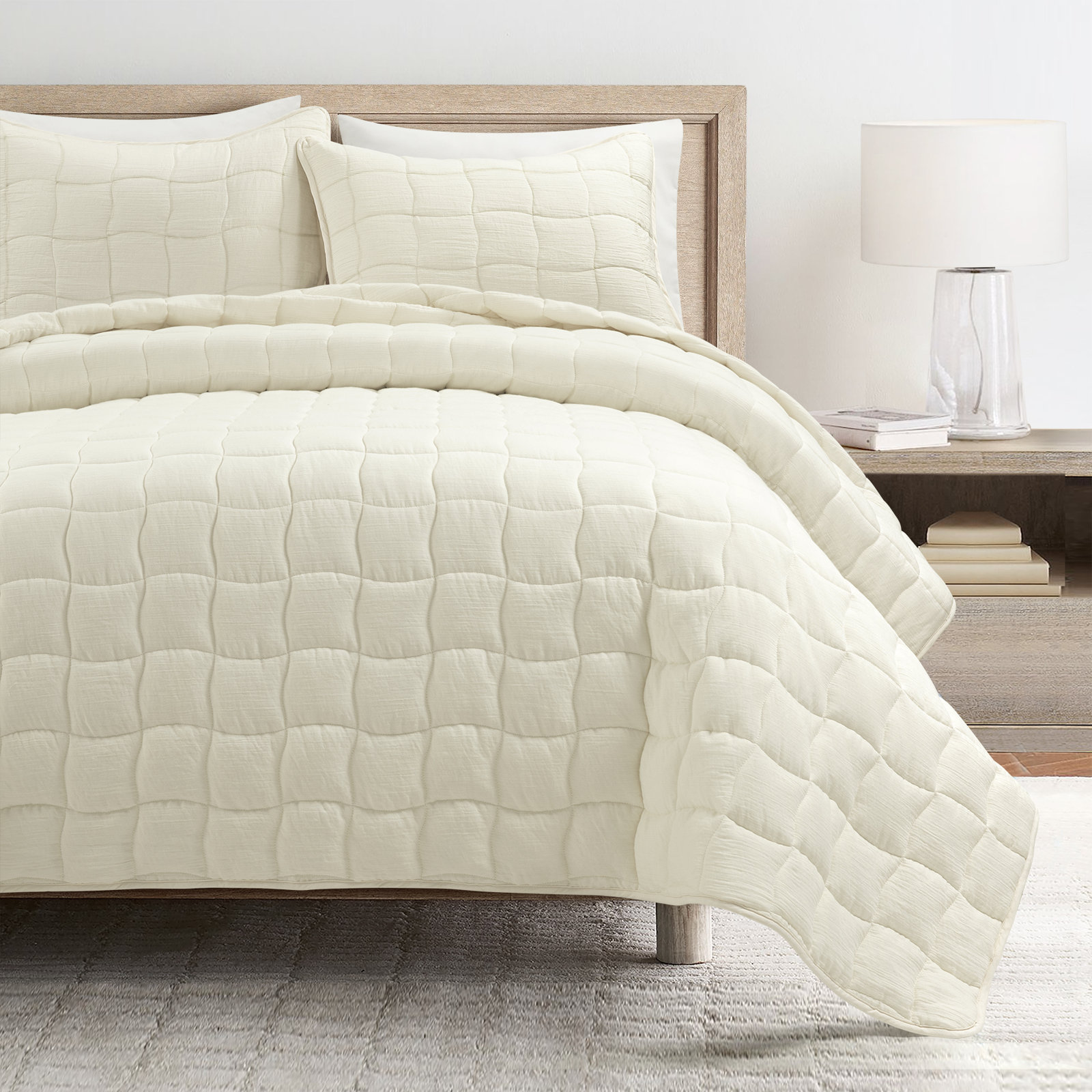 Gauze Quilt Set, White, Queen Quilt + 2 Standard Shams