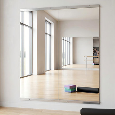 Lunara Full Length Rectangle Tempered Glass Flat Wall Mirror, Home Gym Mirror for Yoga/Dance/Workout Studio Mirror(Set of 2/3)